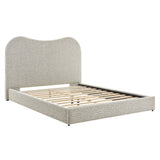 Birr Boucle Queen Platform Bed in Rock