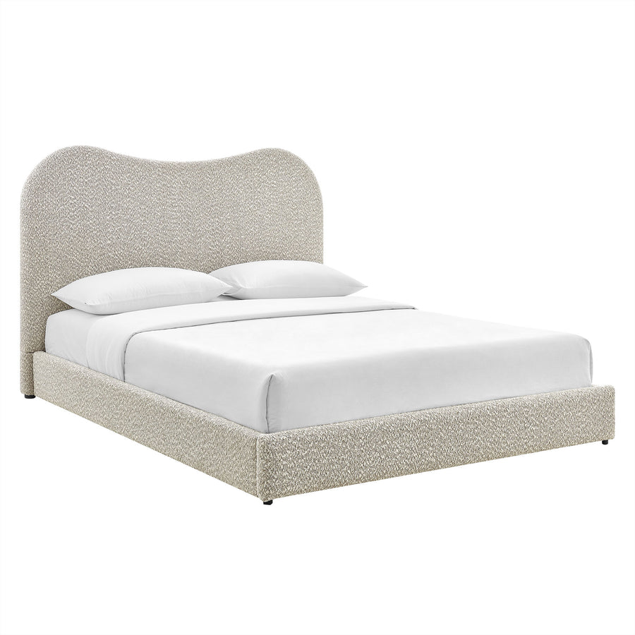 Birr Boucle Queen Platform Bed in Rock