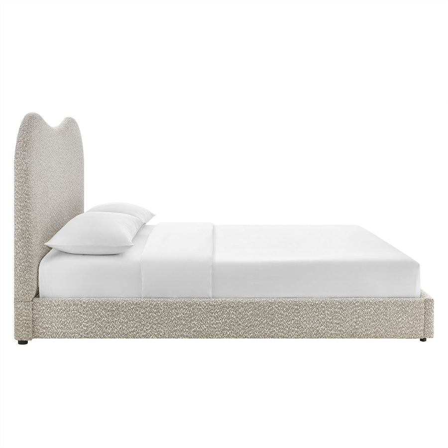 Birr Boucle Queen Platform Bed in Rock