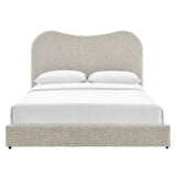 Birr Boucle Queen Platform Bed in Rock
