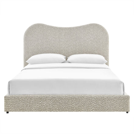 Seluna Boucle Queen Platform Bed in Rock