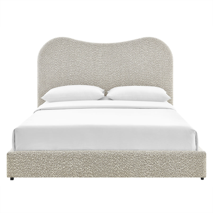 Birr Boucle Queen Platform Bed in Rock