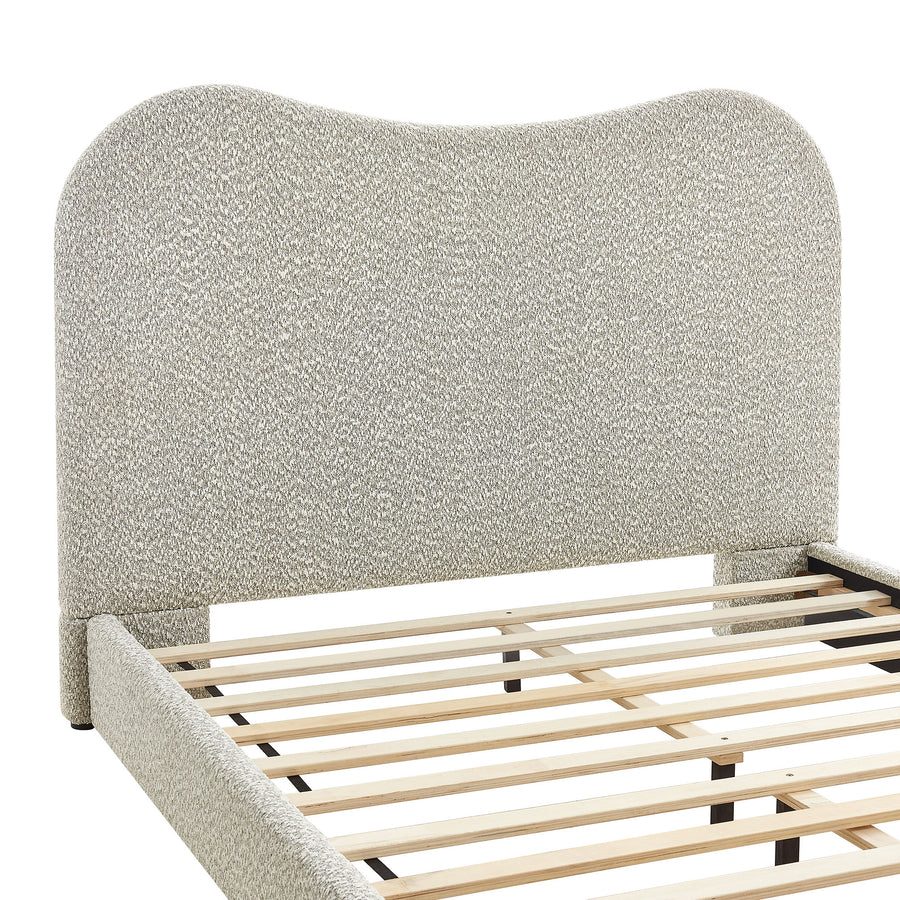 Birr Boucle Queen Platform Bed in Rock