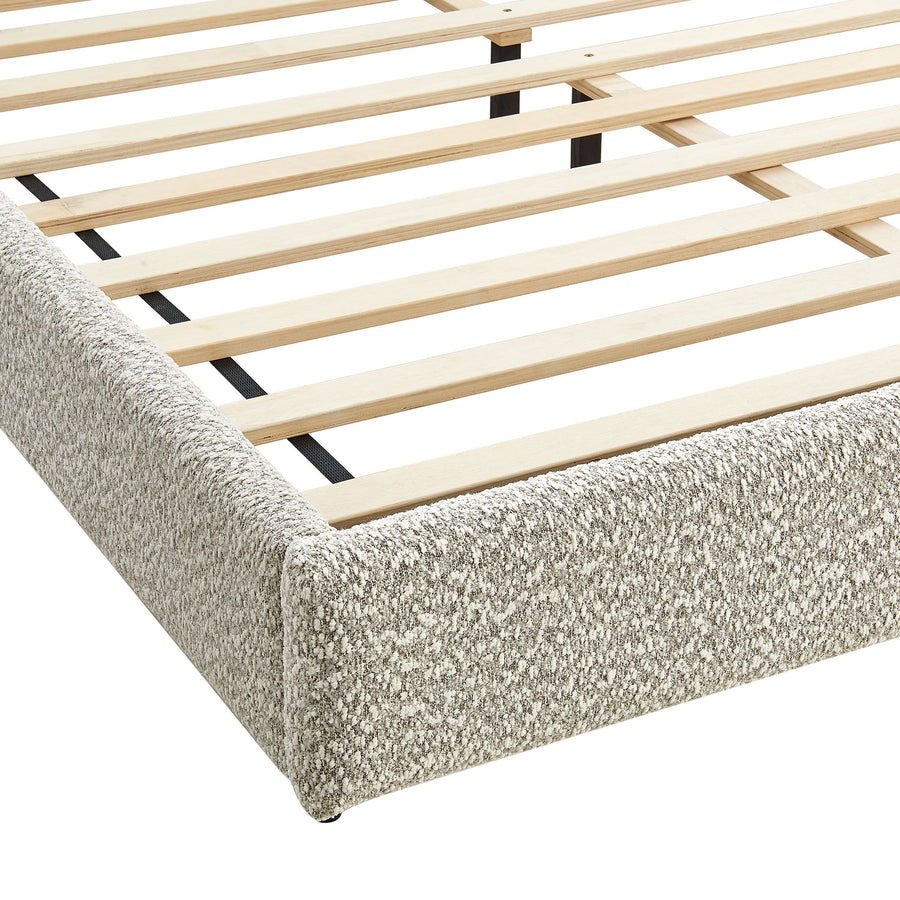 Birr Boucle Queen Platform Bed in Rock