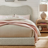Birr Boucle Queen Platform Bed in Rock