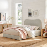 Birr Boucle Queen Platform Bed in Rock