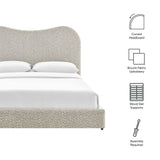 Birr Boucle Queen Platform Bed in Rock