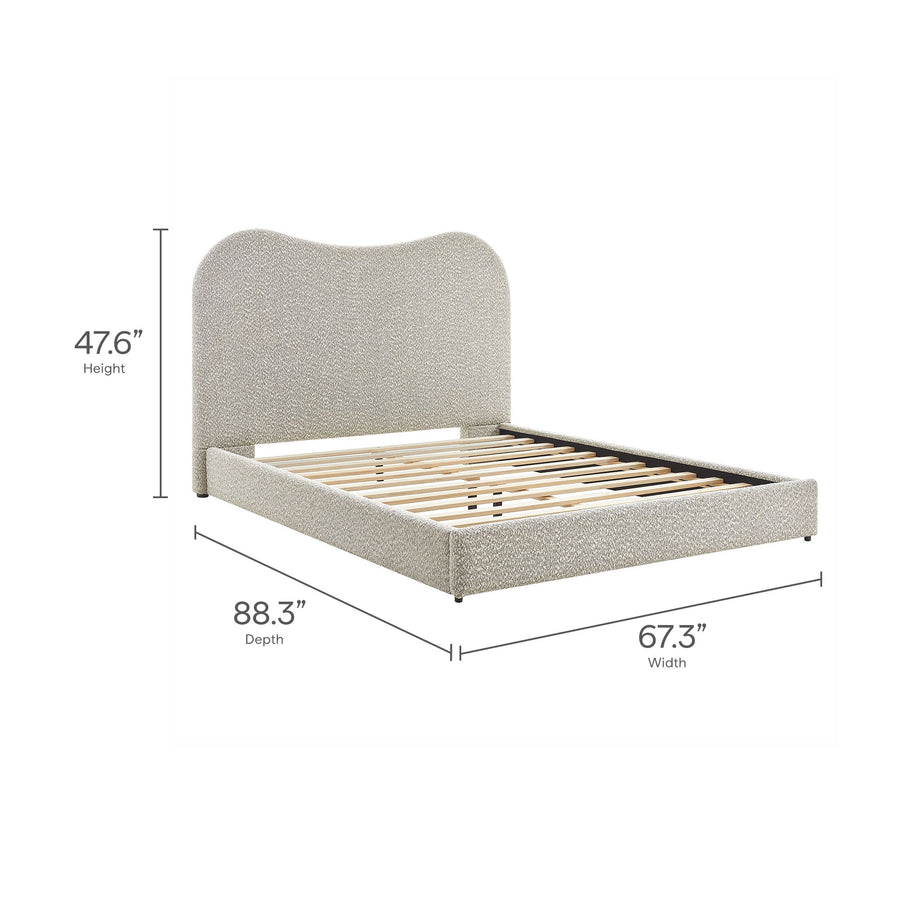 Birr Boucle Queen Platform Bed in Rock