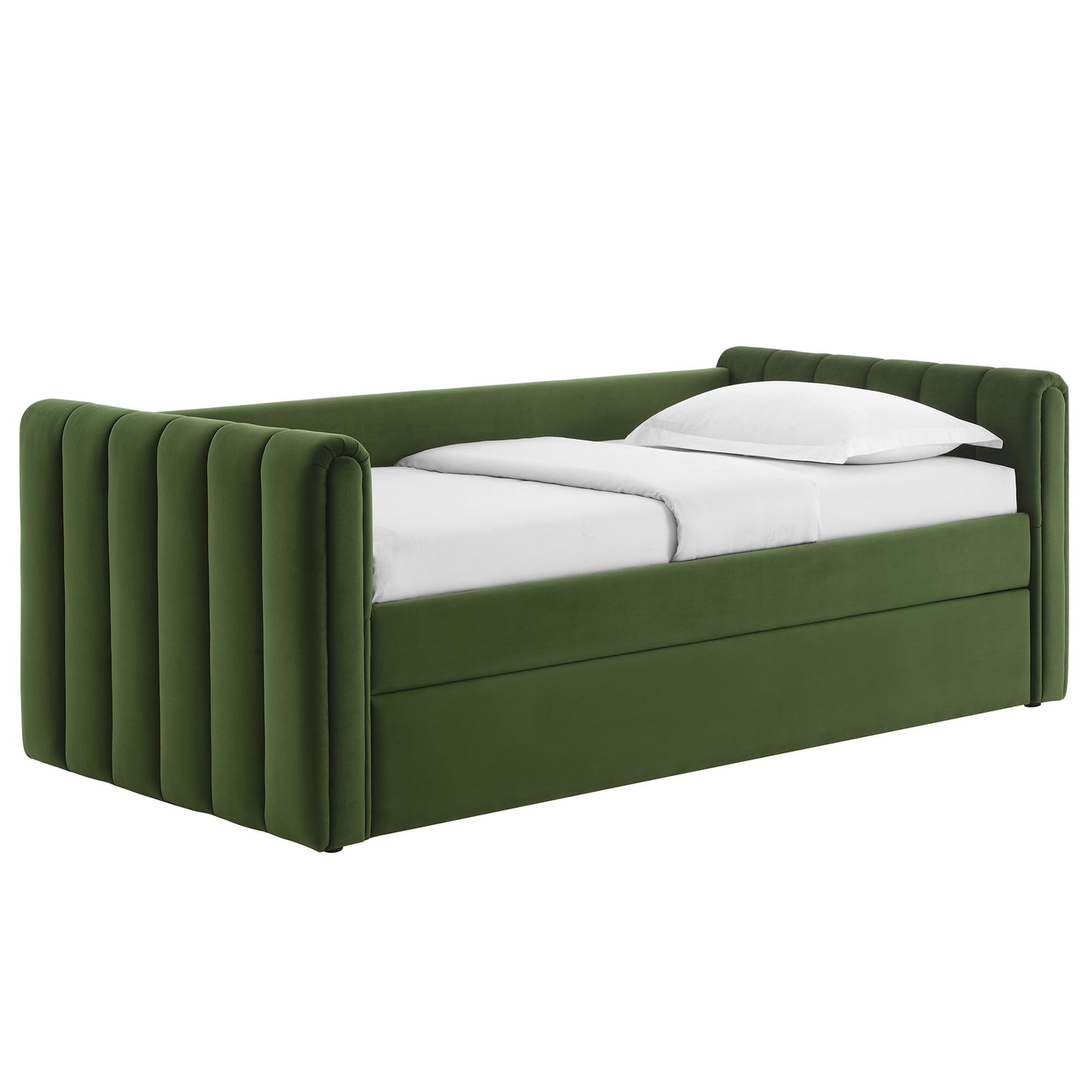 Veyla Channel Tufted Performance Velvet Twin Daybed With Trundle by Furniture For America