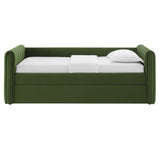 Kesia Channel Tufted Performance Velvet Twin Daybed With Trundle in Moss Green