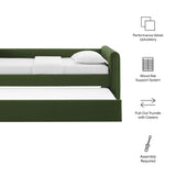 Kesia Channel Tufted Performance Velvet Twin Daybed With Trundle in Moss Green