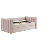 Kesia Channel Tufted Performance Velvet Twin Daybed With Trundle in Pink