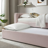 Kesia Channel Tufted Performance Velvet Twin Daybed With Trundle in Pink