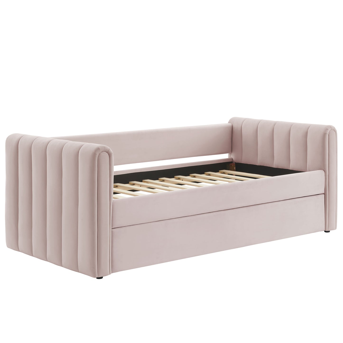Veyla Channel Tufted Performance Velvet Twin Daybed With Trundle by Furniture For America