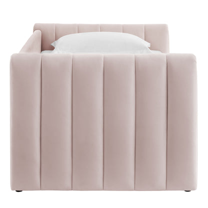 Veyla Channel Tufted Performance Velvet Twin Daybed With Trundle by Furniture For America