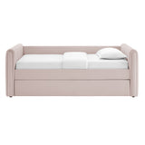Kesia Channel Tufted Performance Velvet Twin Daybed With Trundle in Pink