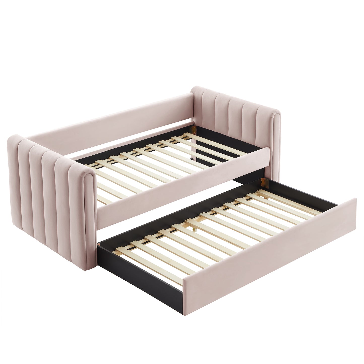 Veyla Channel Tufted Performance Velvet Twin Daybed With Trundle by Furniture For America