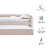 Kesia Channel Tufted Performance Velvet Twin Daybed With Trundle in Pink