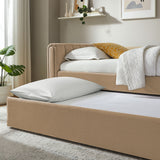 Kesia Channel Tufted Performance Velvet Twin Daybed With Trundle in Taupe