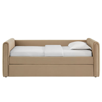 Veyla Channel Tufted Performance Velvet Twin Daybed With Trundle by Furniture For America