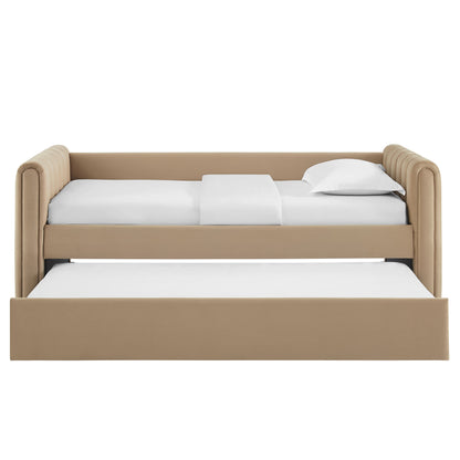 Veyla Channel Tufted Performance Velvet Twin Daybed With Trundle by Furniture For America