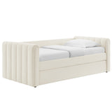 Kesia Channel Tufted Boucle Twin Daybed With Trundle in Cloud