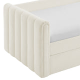Kesia Channel Tufted Boucle Twin Daybed With Trundle in Cloud