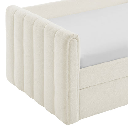 Veyla Channel Tufted Boucle Twin Daybed With Trundle by Furniture For America