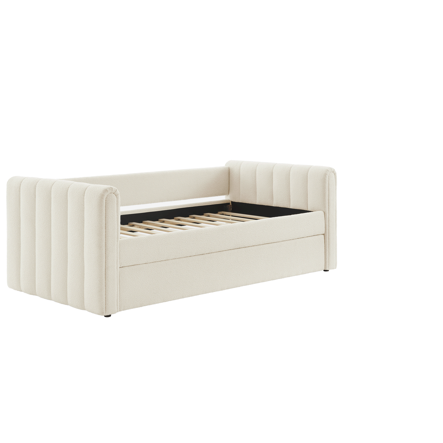 Veyla Channel Tufted Boucle Twin Daybed With Trundle by Furniture For America