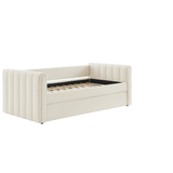 Kesia Channel Tufted Boucle Twin Daybed With Trundle in Cloud