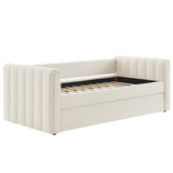 Kesia Channel Tufted Boucle Twin Daybed With Trundle in Cloud