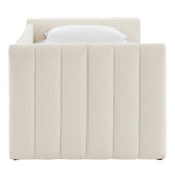 Kesia Channel Tufted Boucle Twin Daybed With Trundle in Cloud