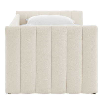 Veyla Channel Tufted Boucle Twin Daybed With Trundle by Furniture For America
