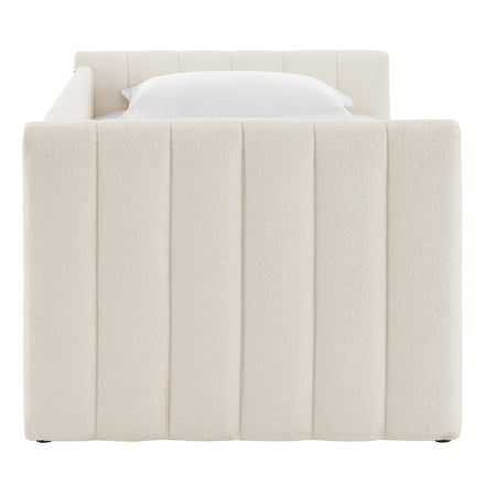 Veyla Channel Tufted Boucle Twin Daybed With Trundle in Cloud