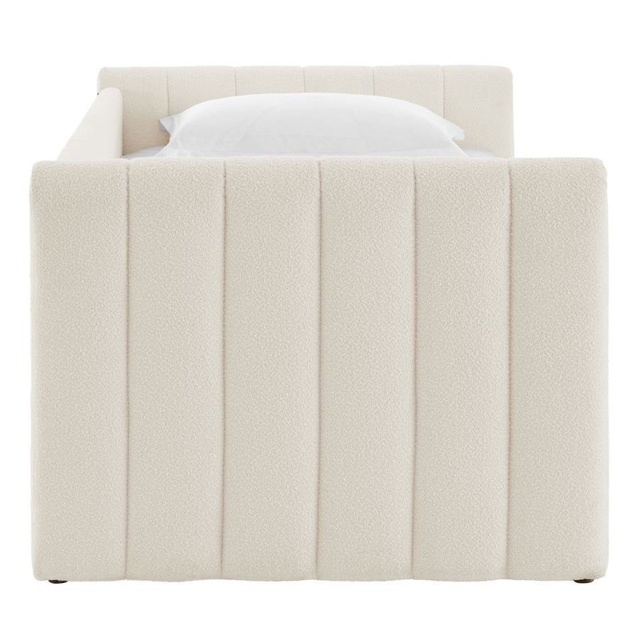 Kesia Channel Tufted Boucle Twin Daybed With Trundle in Cloud