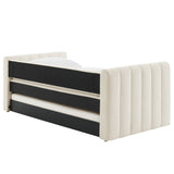 Kesia Channel Tufted Boucle Twin Daybed With Trundle in Cloud