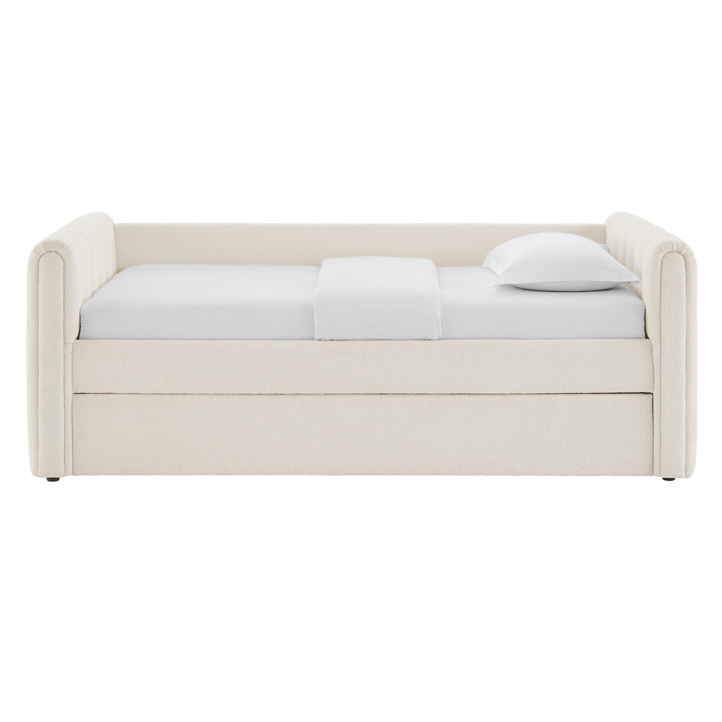 Veyla Channel Tufted Boucle Twin Daybed With Trundle by Furniture For America