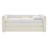 Kesia Channel Tufted Boucle Twin Daybed With Trundle in Cloud