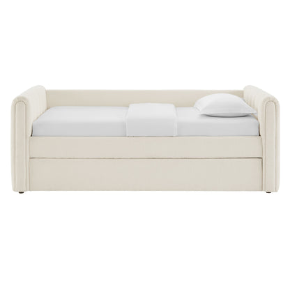 Veyla Channel Tufted Boucle Twin Daybed With Trundle by Furniture For America