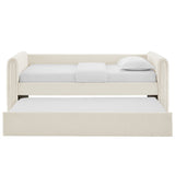 Kesia Channel Tufted Boucle Twin Daybed With Trundle in Cloud