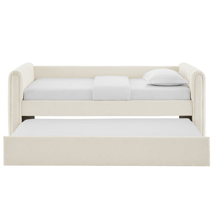 Veyla Channel Tufted Boucle Twin Daybed With Trundle by Furniture For America
