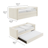 Kesia Channel Tufted Boucle Twin Daybed With Trundle in Cloud