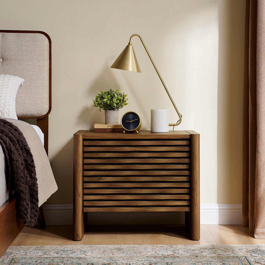 Sol Wave Nightstand in Walnut