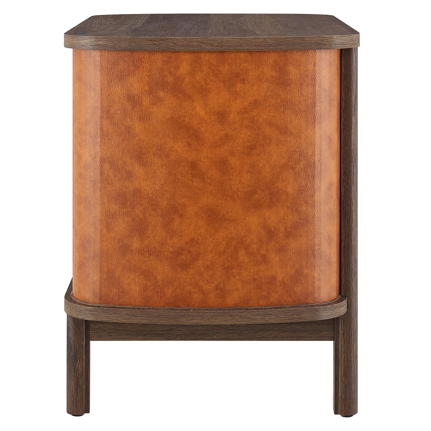 Coralie 2-Drawer Curved Vegan Leather Nightstand by Furniture For America