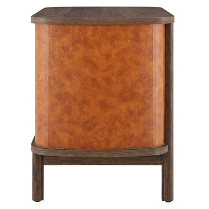 Coralie 2-Drawer Curved Vegan Leather Nightstand by Furniture For America