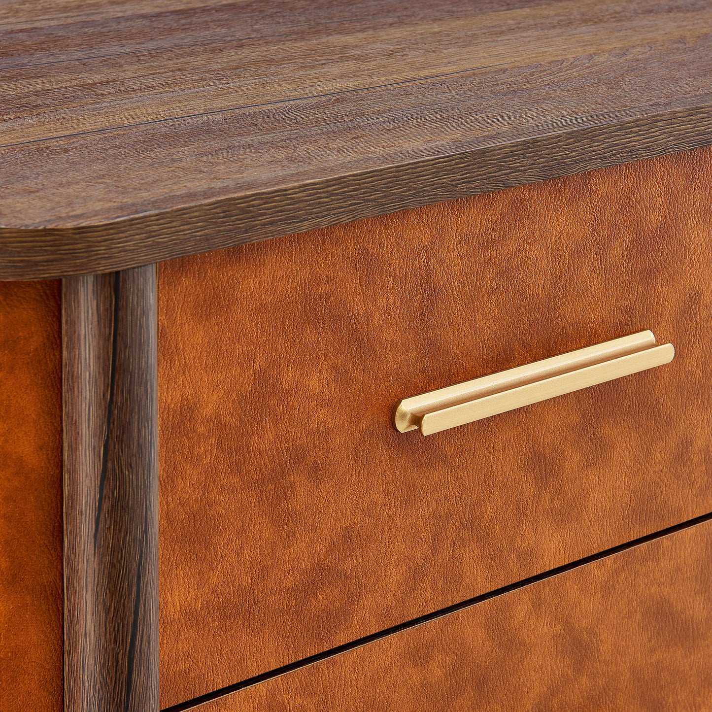 Coralie 2-Drawer Curved Vegan Leather Nightstand by Furniture For America