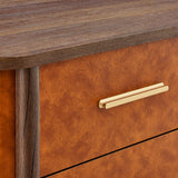 Verdant 2-Drawer Curved Vegan Leather Nightstand in Walnut Tan