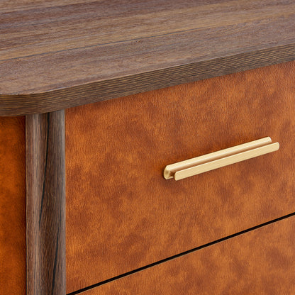 Coralie 2-Drawer Curved Vegan Leather Nightstand by Furniture For America