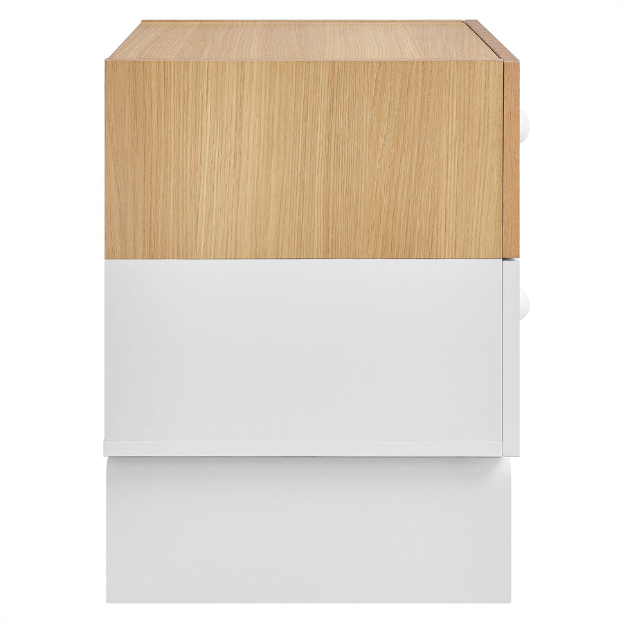 Sateen 2-Drawer Color Block Nightstand in Oak White