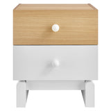 Sateen 2-Drawer Color Block Nightstand in Oak White